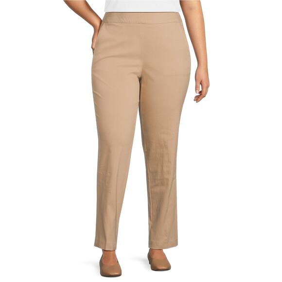 Allison Daley Khaki Tan Stretch Pull On Straight Leg Ankle Pants Size 16WR NWT - Picture 1 of 16